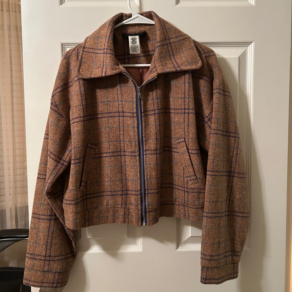 Plaid Boxy Brown Jacket